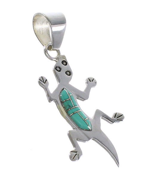 Sterling Silver Turquoise Inlay Lizard Jewelry Pendant AX95315
